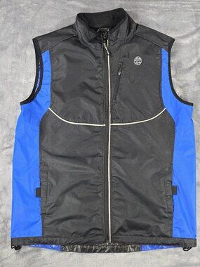 Gold's Gym Vest Mens S Blue Black Full Zip Reflective Running Athletic